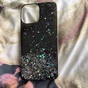 Black Glitter Star Phone Case